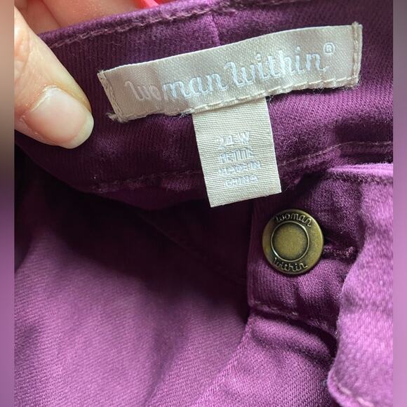 Woman Within 24WP 90's Spring Colorful Plum Sexy Tapered Leg Stretch Denim Jeans - Picture 6 of 8